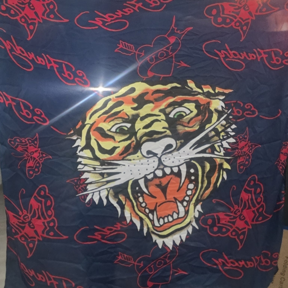 Ed Hardy Blue and Red Tiger Scarf